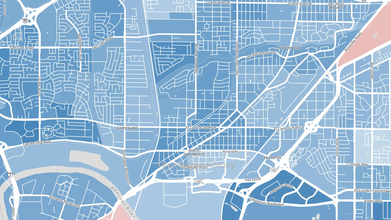 Noralto, Sacramento, CA block-group political-lean map