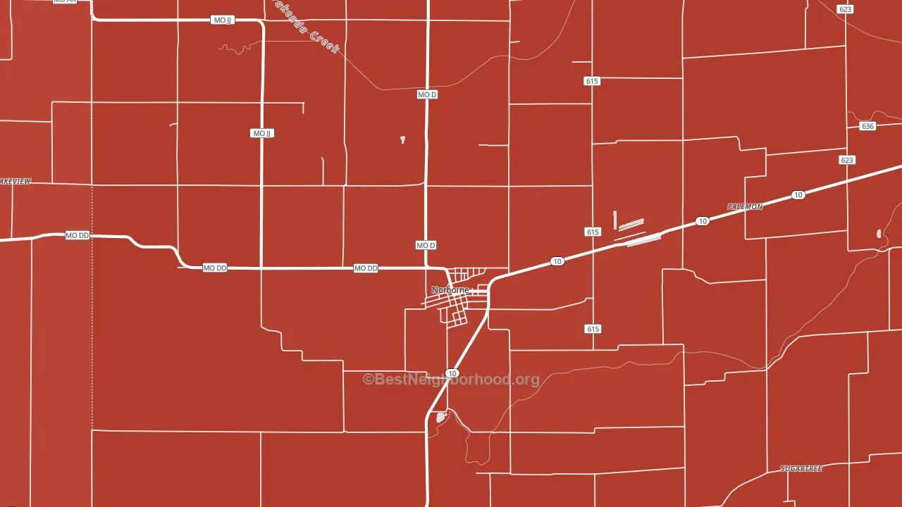 Norborne, MO block-group political-lean map