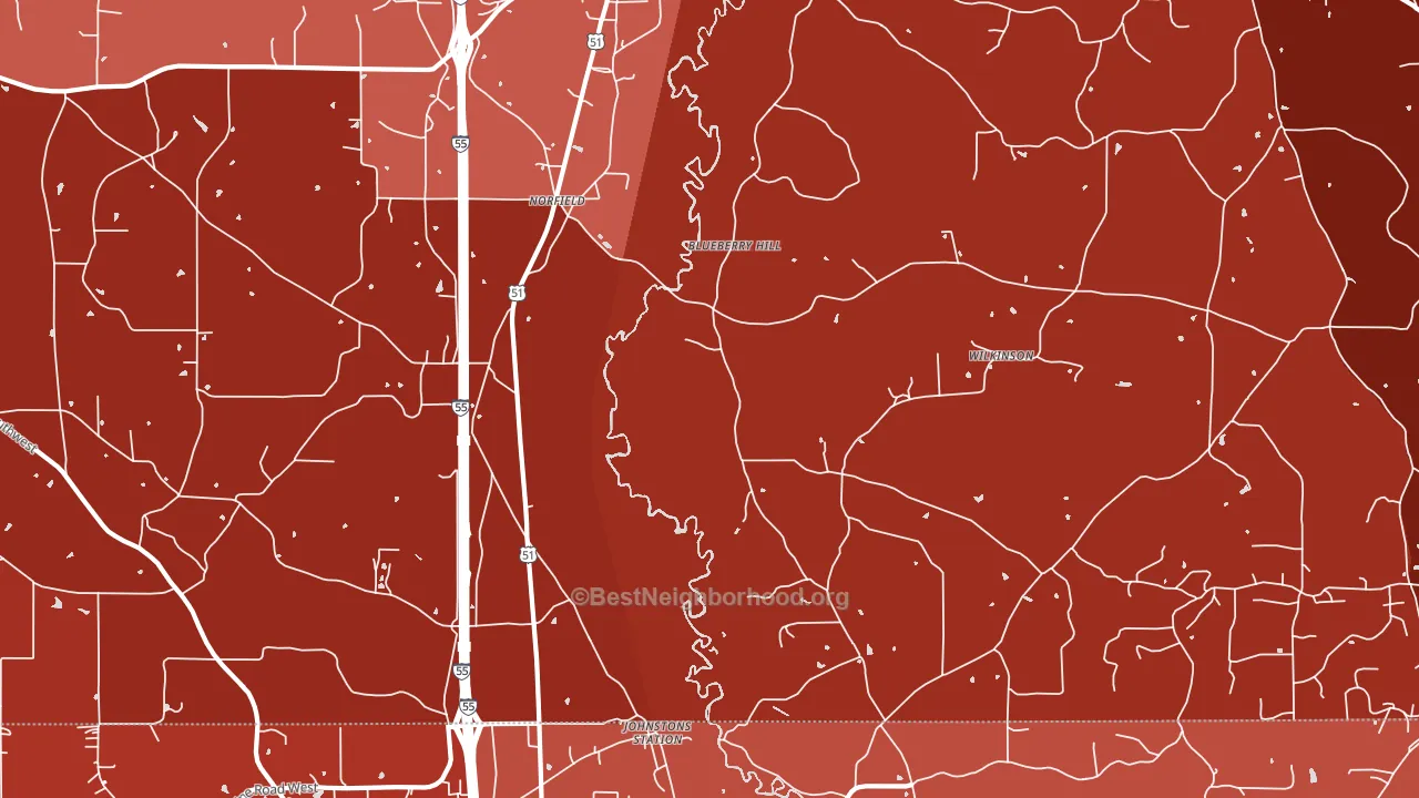 Norfield, MS block-group political-lean map