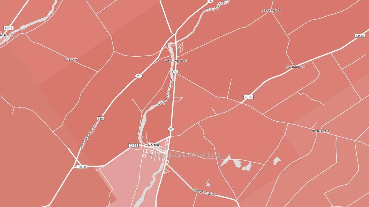 Norfolk, NY block-group political-lean map