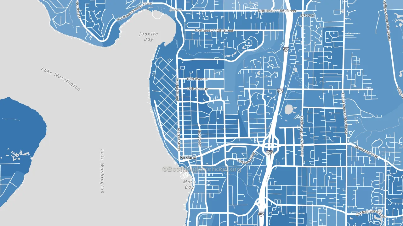 Norkirk, Kirkland, WA block-group political-lean map