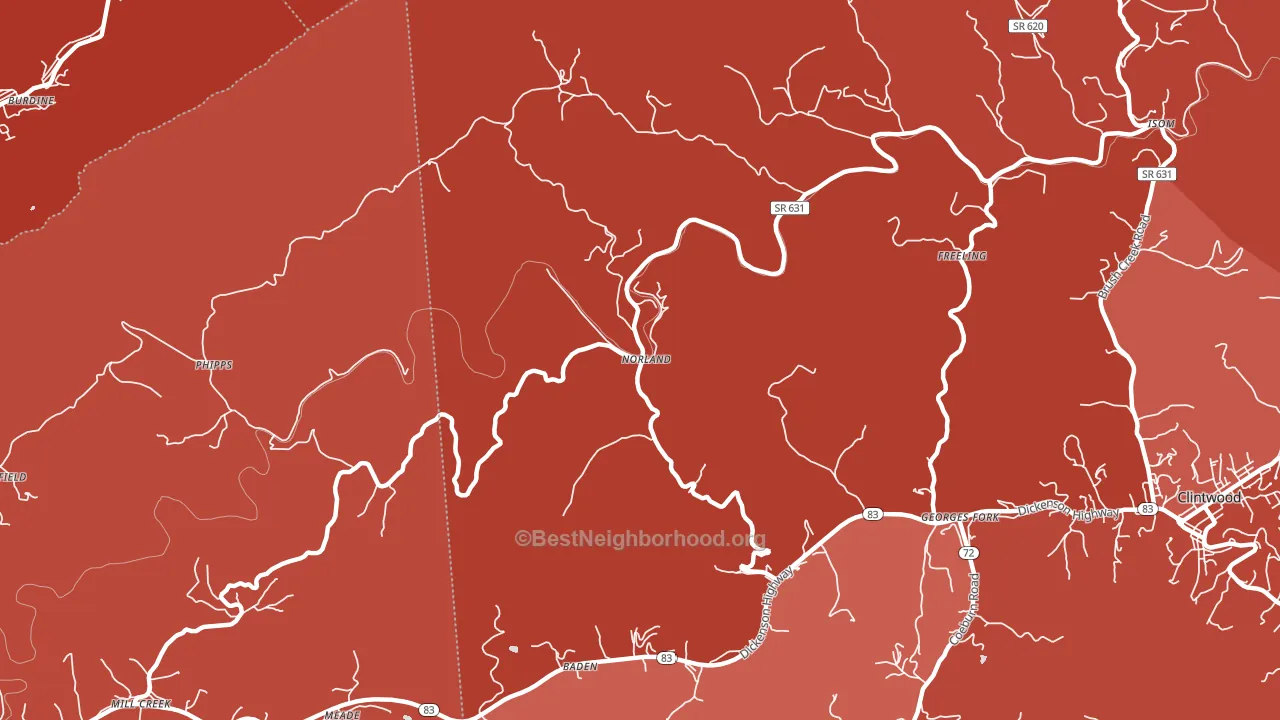 Norland, VA block-group political-lean map