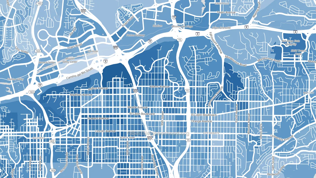 Normal Heights, San Diego, CA block-group political-lean map