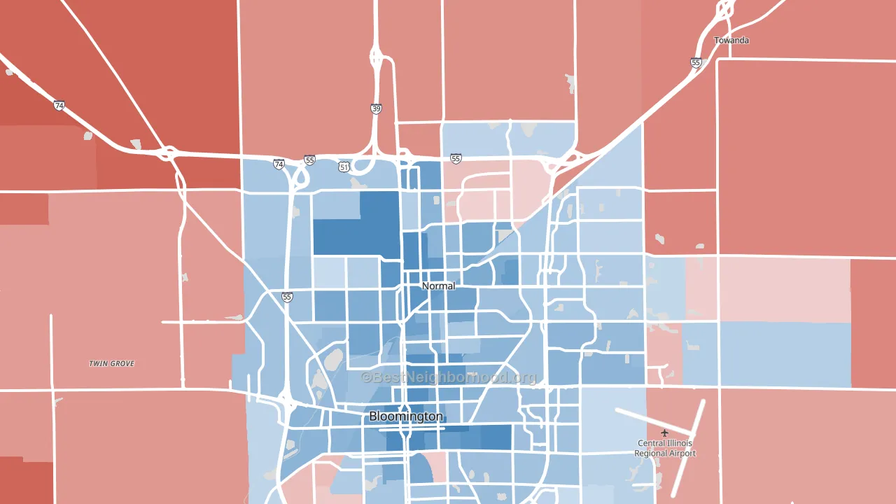 Normal, IL block-group political-lean map