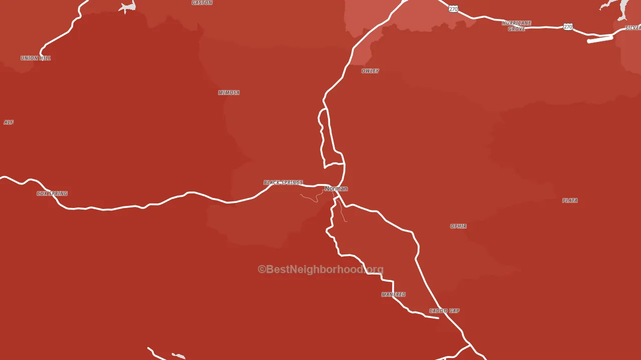 Norman, AR block-group political-lean map