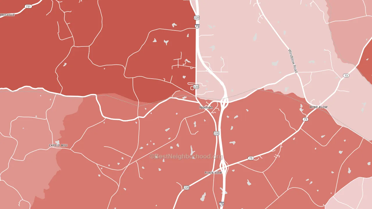 Norman, NC block-group political-lean map