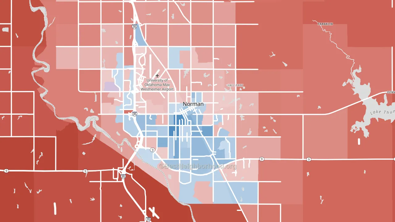 Norman, OK block-group political-lean map