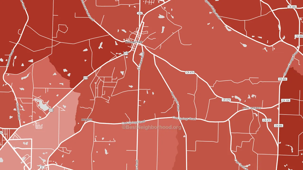 Norman Park, GA block-group political-lean map
