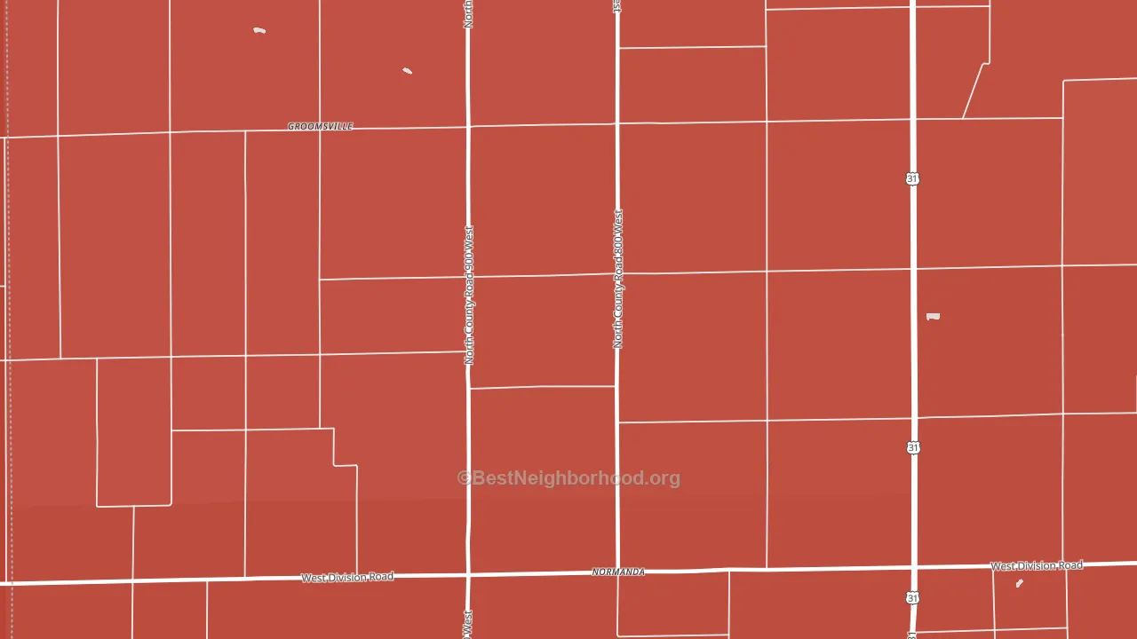 Normanda, IN block-group political-lean map