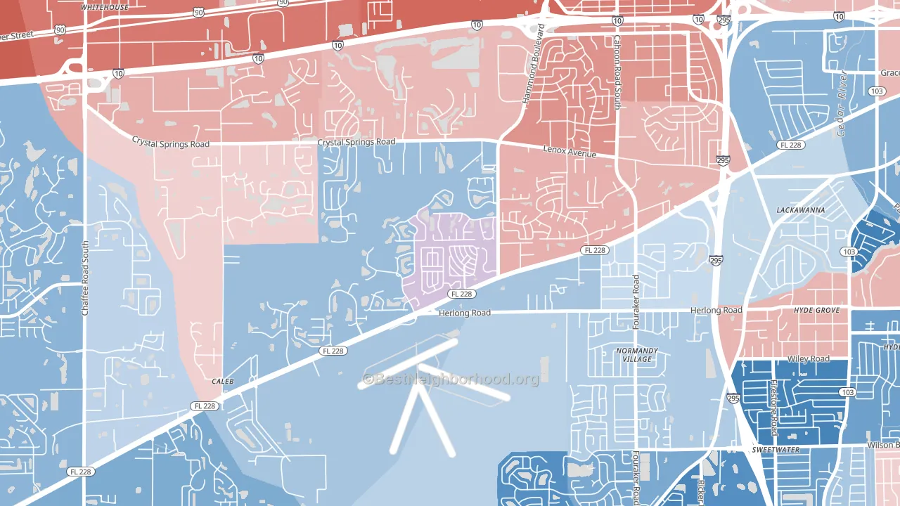 Normandy Estates, Jacksonville, FL block-group political-lean map