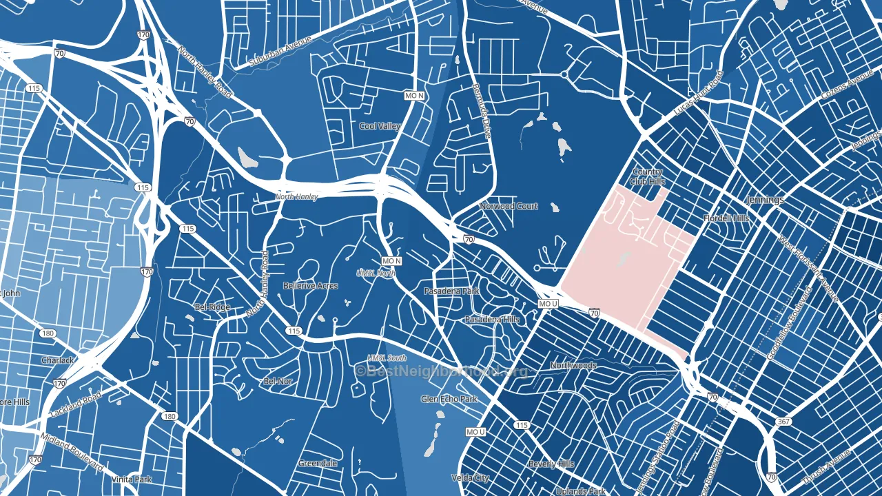 Normandy, MO block-group political-lean map