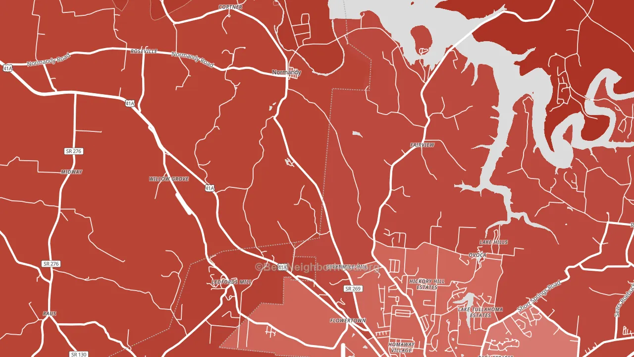 Normandy, TN block-group political-lean map