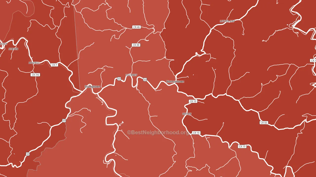 Normantown, WV block-group political-lean map