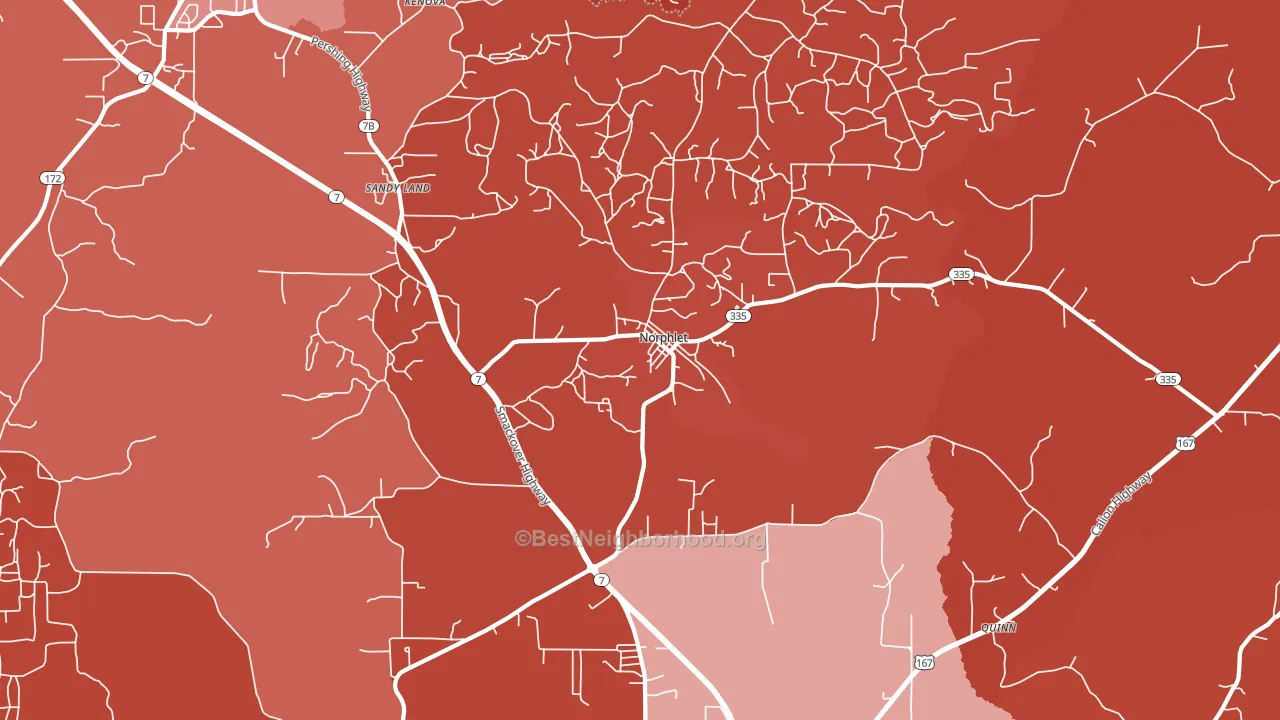 Norphlet, AR block-group political-lean map
