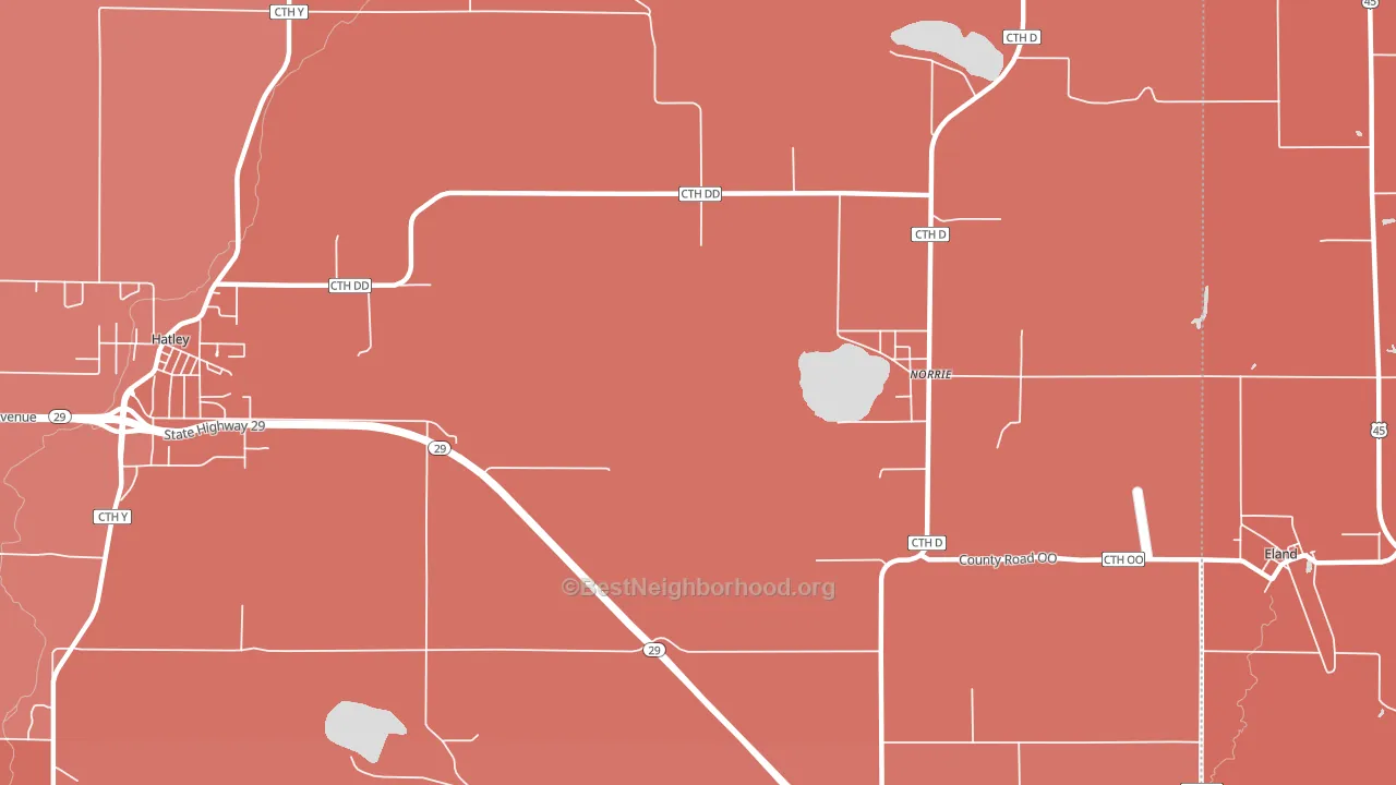 Norrie, WI block-group political-lean map