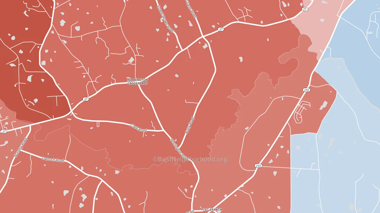 Norrington Crossroads, NC block-group political-lean map