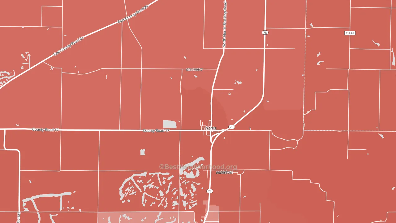 Norris, IL block-group political-lean map