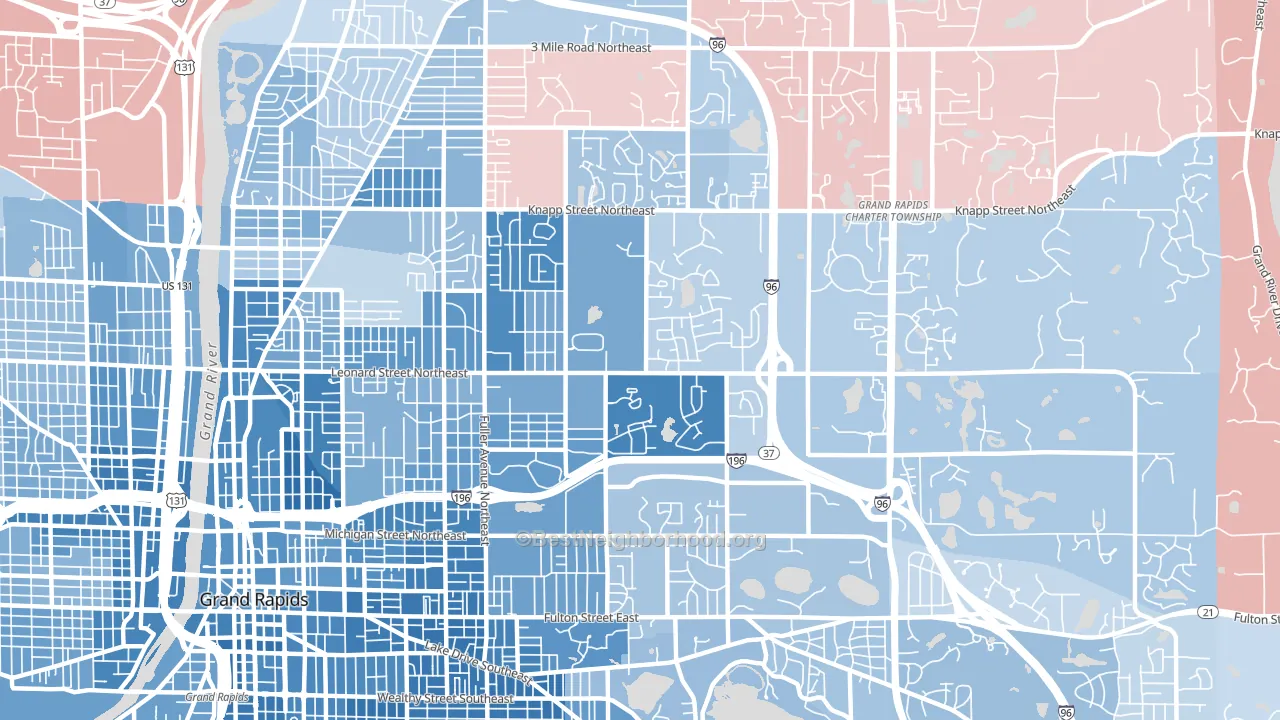 Norteast Citizens Action, Grand Rapids, MI block-group political-lean map