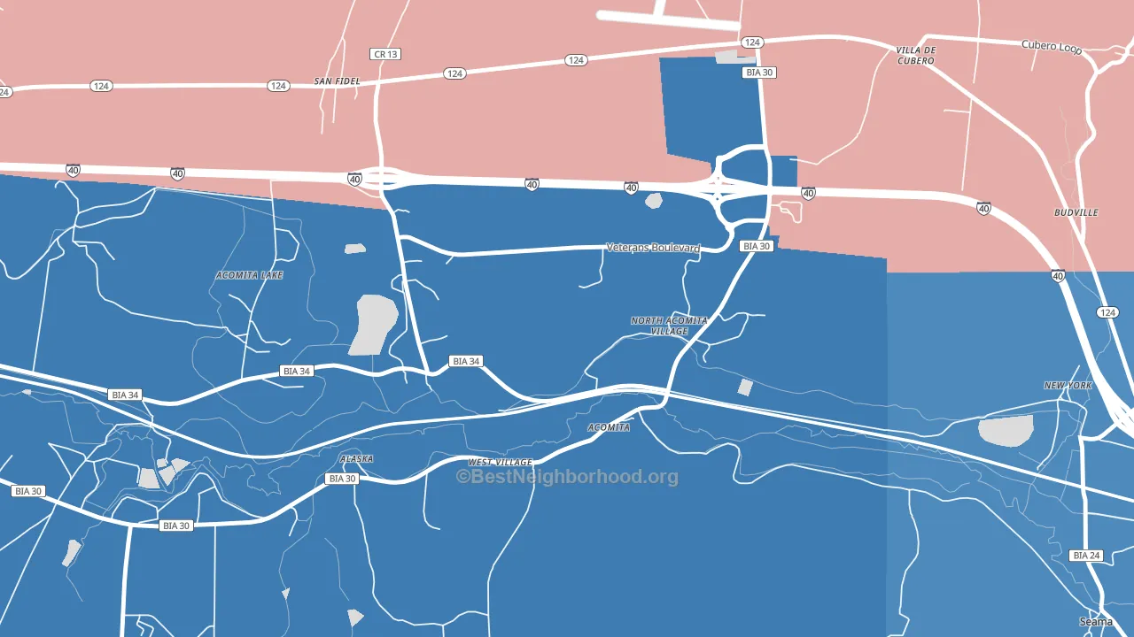 North Acomita Village, NM block-group political-lean map