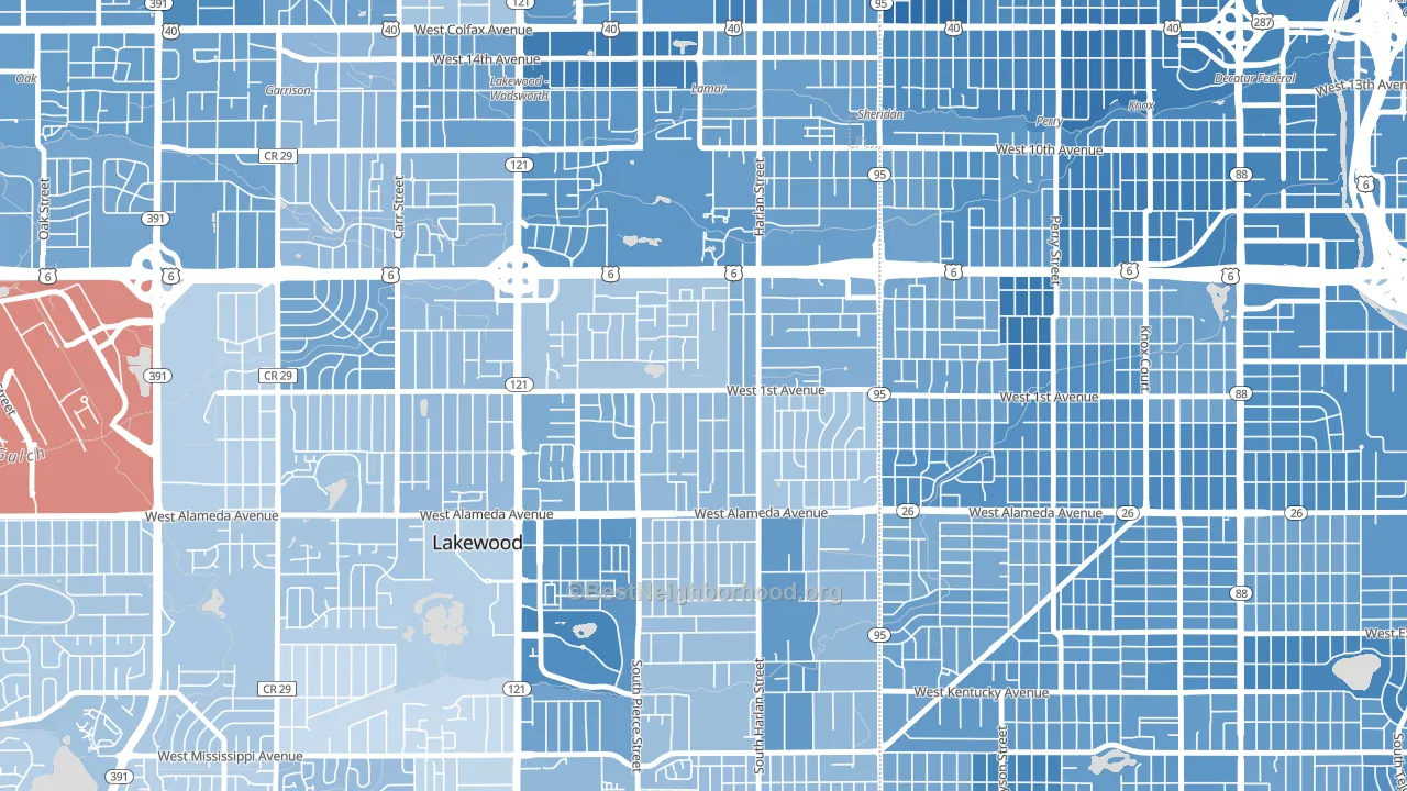 North Alameda, Lakewood, CO block-group political-lean map