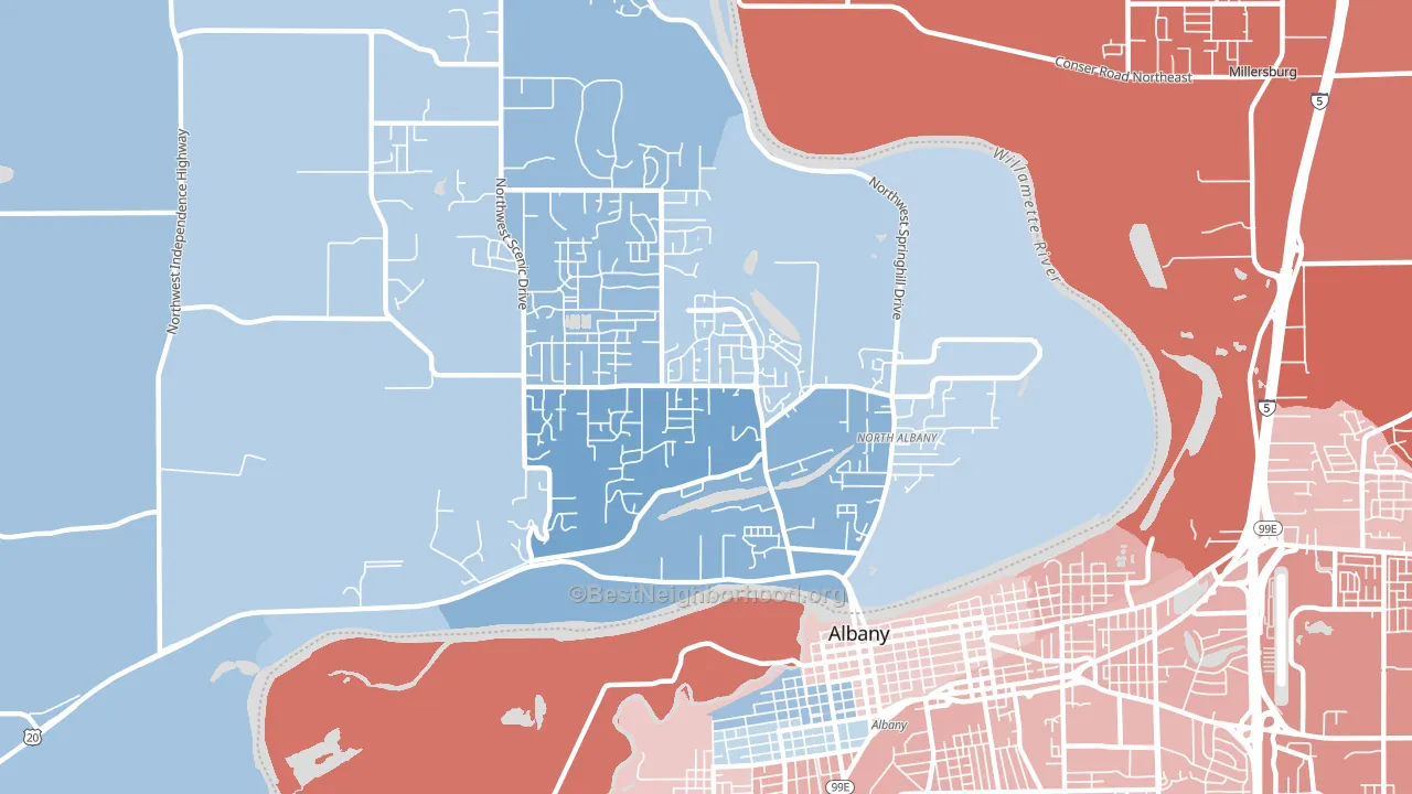 North Albany, Albany, OR block-group political-lean map