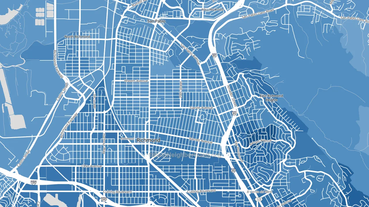North and East, Richmond, CA block-group political-lean map