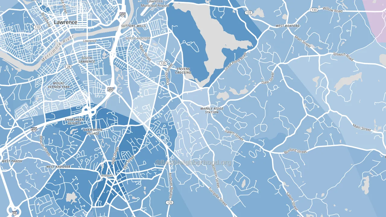 North Andover, MA block-group political-lean map