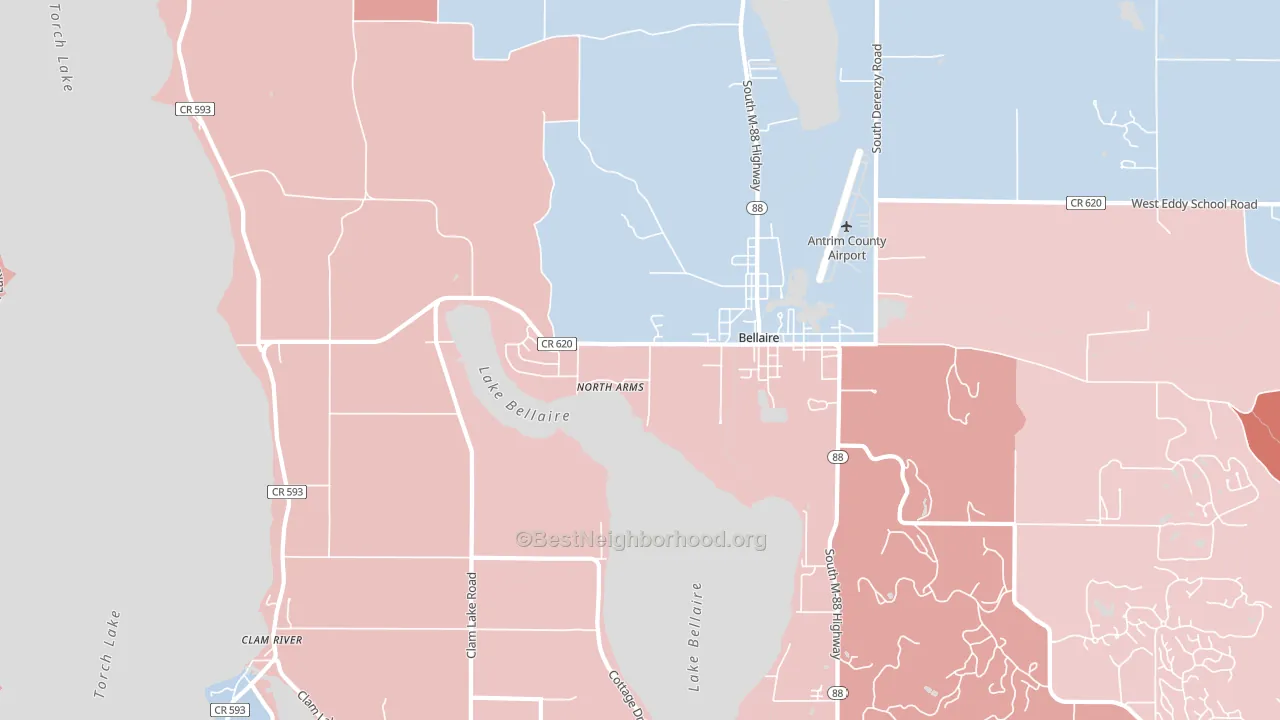 North Arms, MI block-group political-lean map