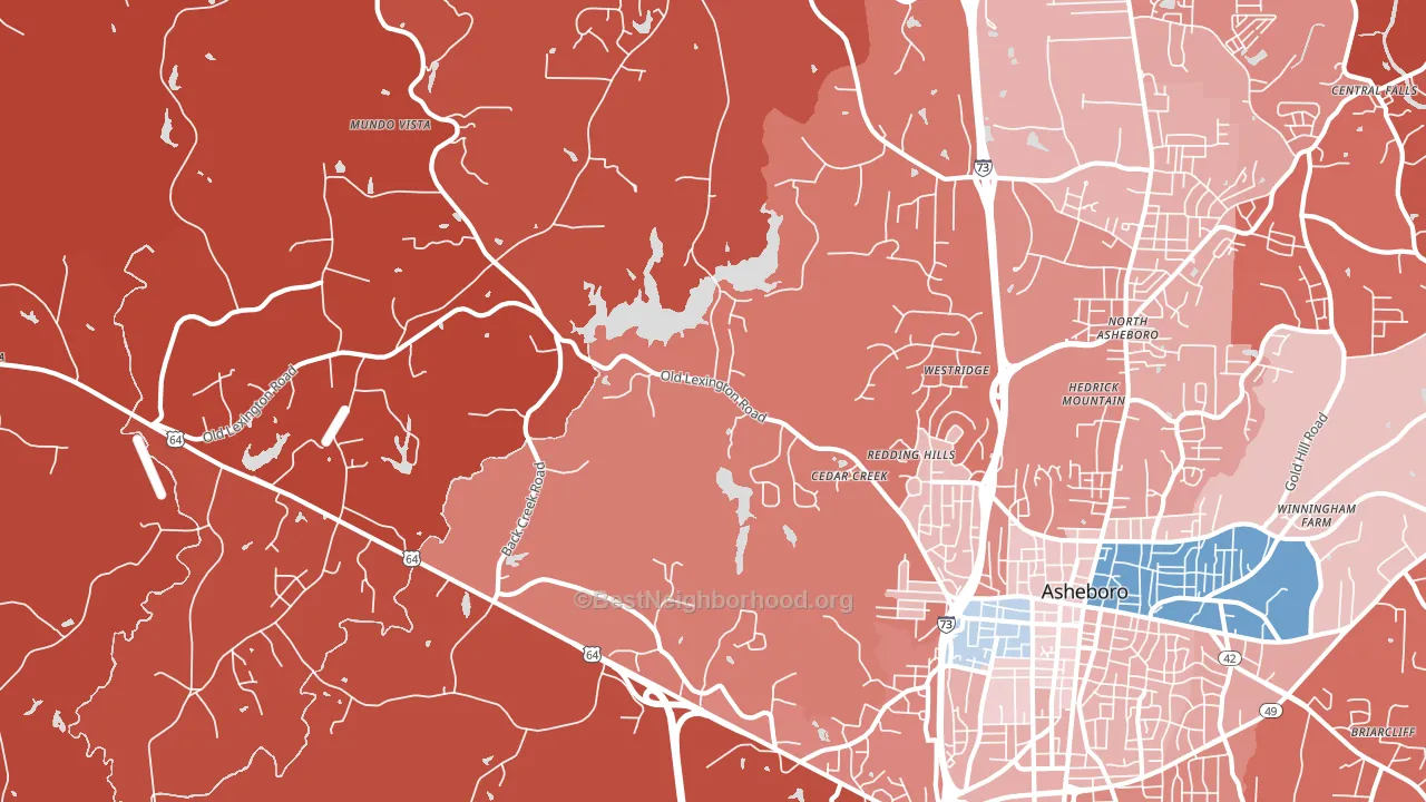 North Asheboro, NC block-group political-lean map