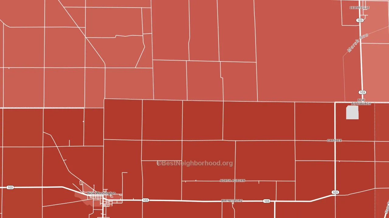 North Auburn, OH block-group political-lean map