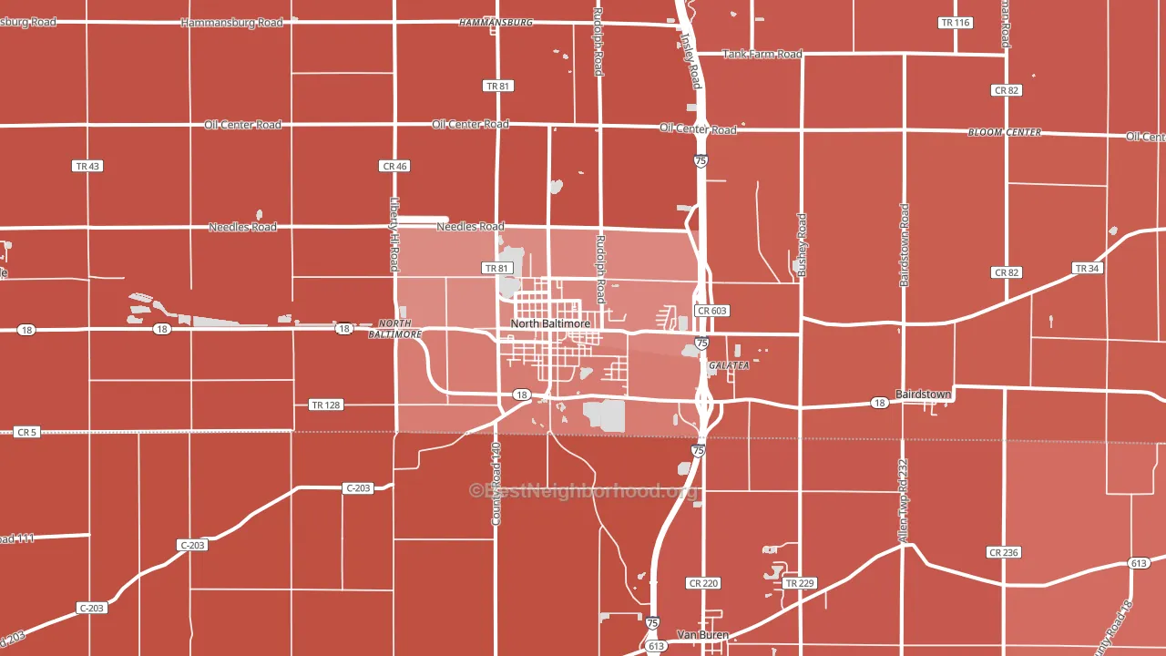 North Baltimore, OH block-group political-lean map