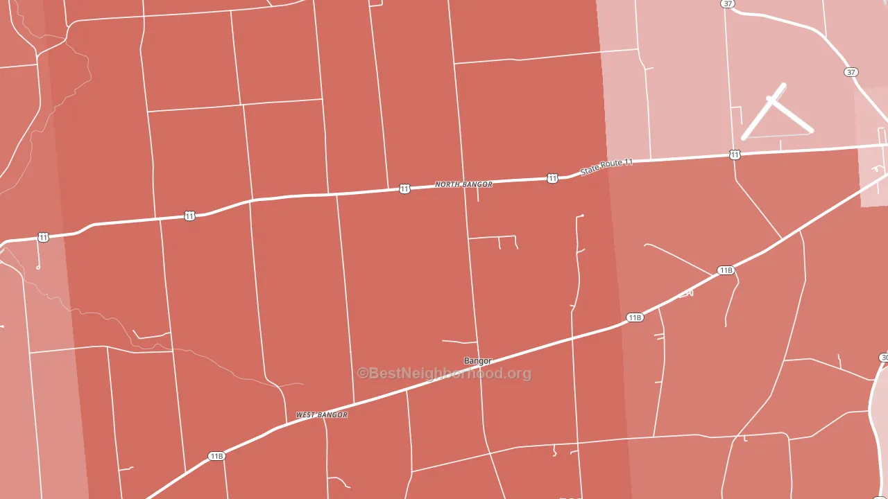 North Bangor, NY block-group political-lean map