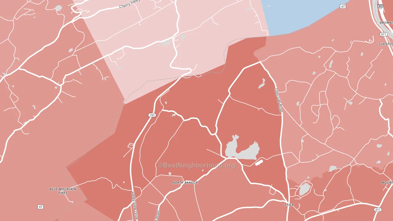 North Bangor, PA block-group political-lean map