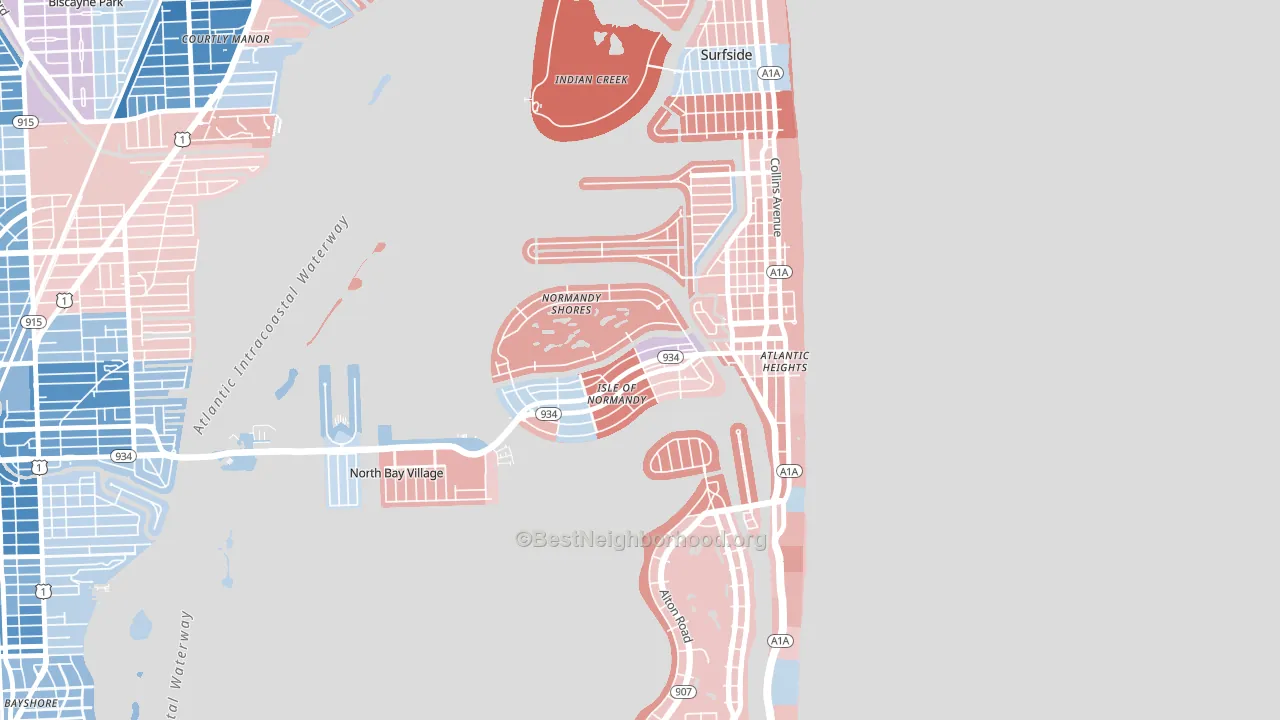 North Bay Village, FL block-group political-lean map