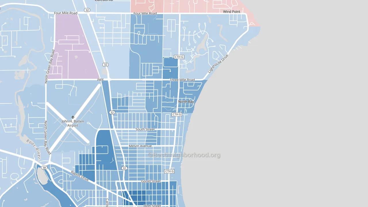 North Bay, WI block-group political-lean map