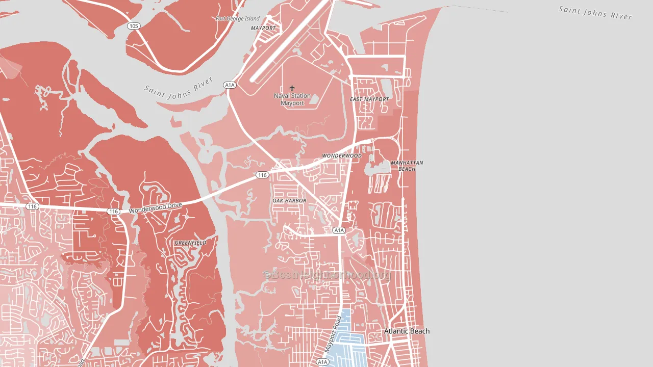 North Beach, Atlantic Beach, FL block-group political-lean map