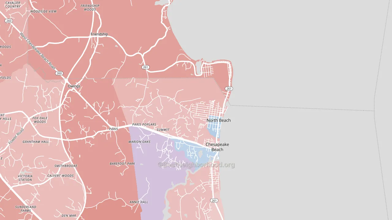 North Beach, MD block-group political-lean map