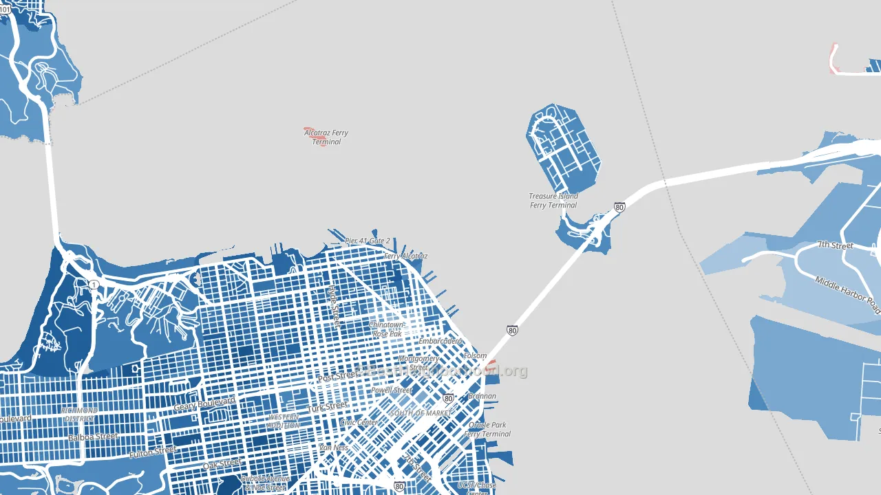 North Beach, San Francisco, CA block-group political-lean map