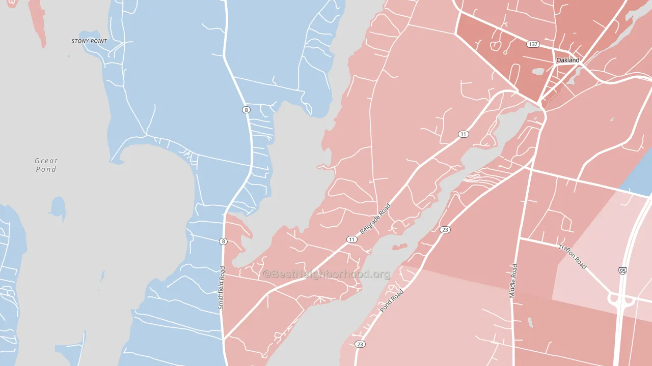 North Belgrade, ME block-group political-lean map