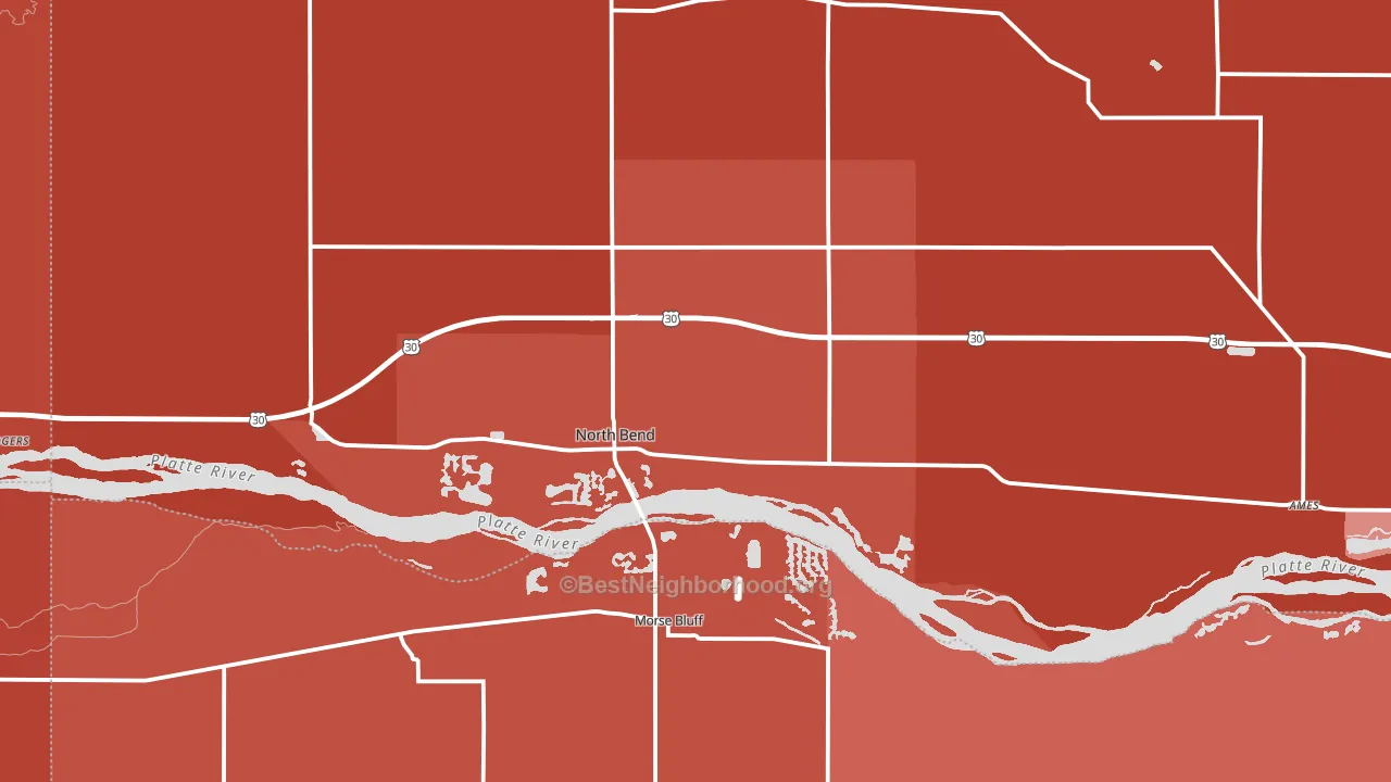 North Bend, NE block-group political-lean map