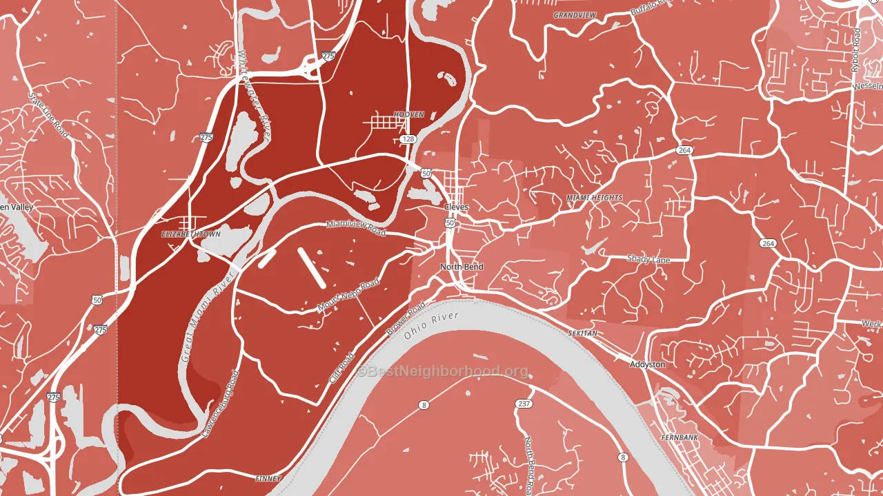 North Bend, OH block-group political-lean map