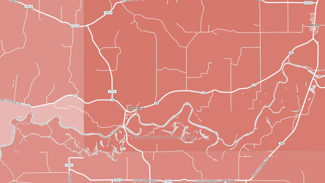 North Bend, WI block-group political-lean map