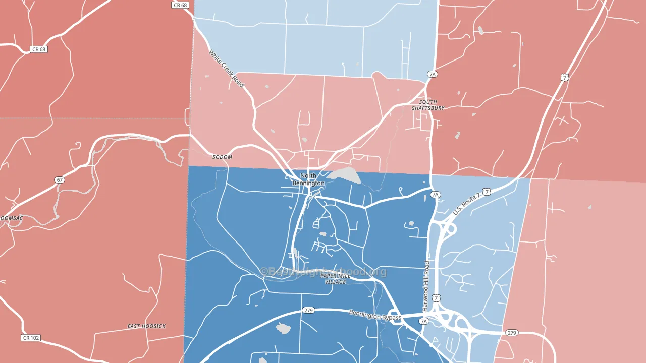 North Bennington, VT block-group political-lean map