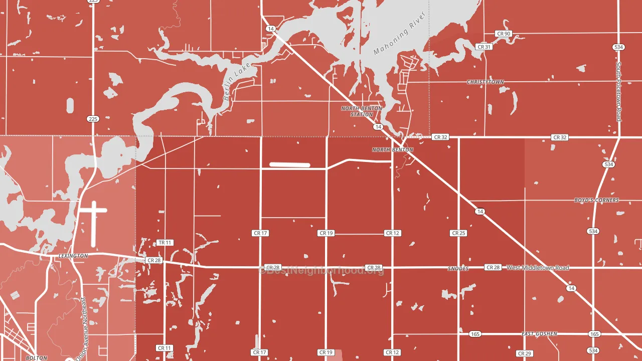 North Benton, OH block-group political-lean map