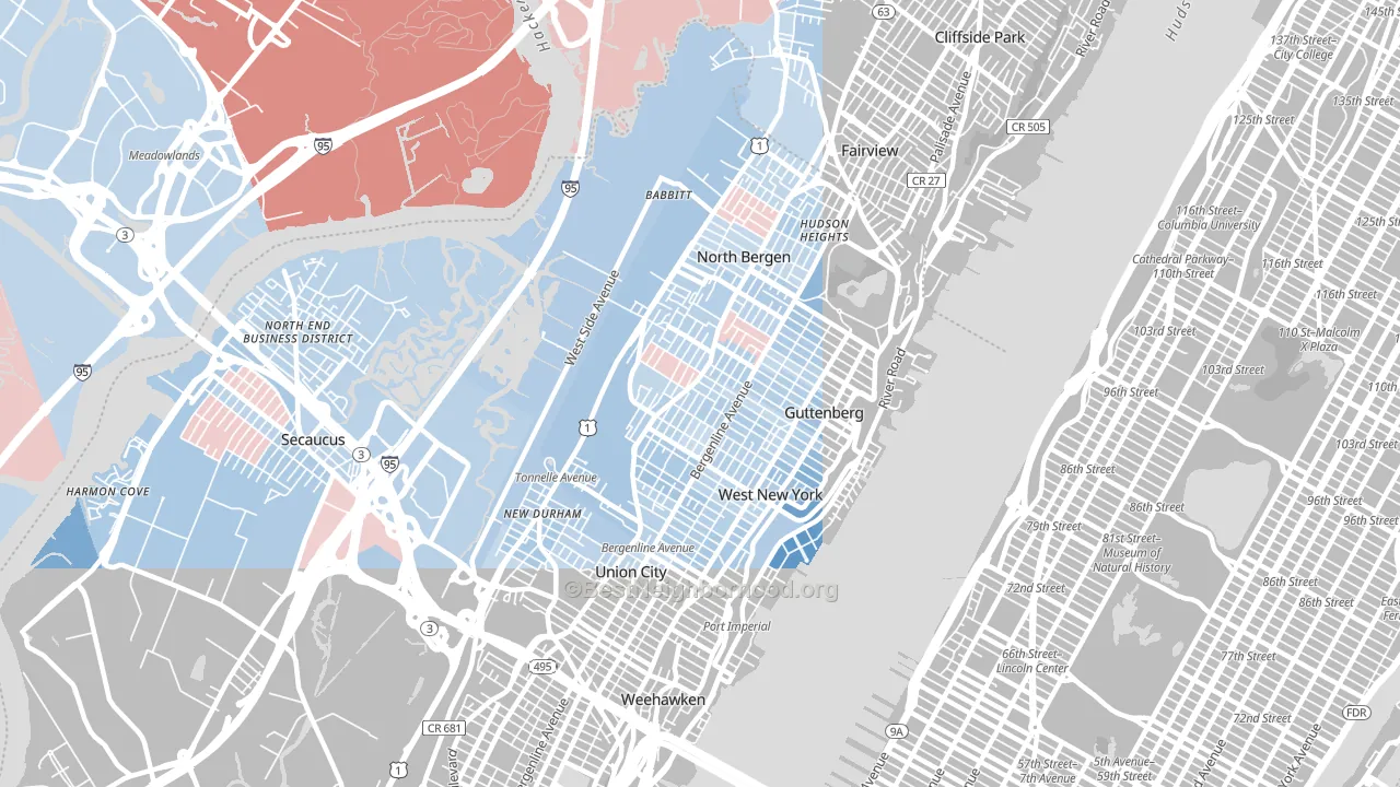 North Bergen, NJ block-group political-lean map