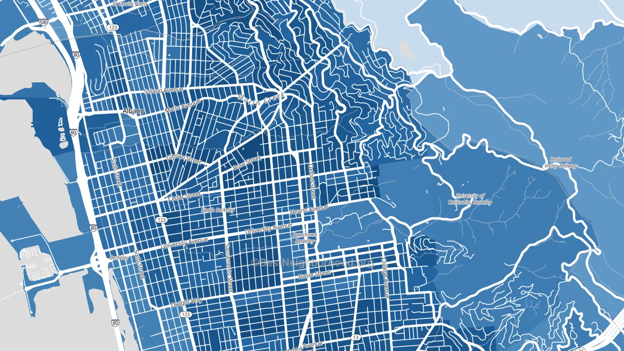 North Berkeley, Berkeley, CA block-group political-lean map