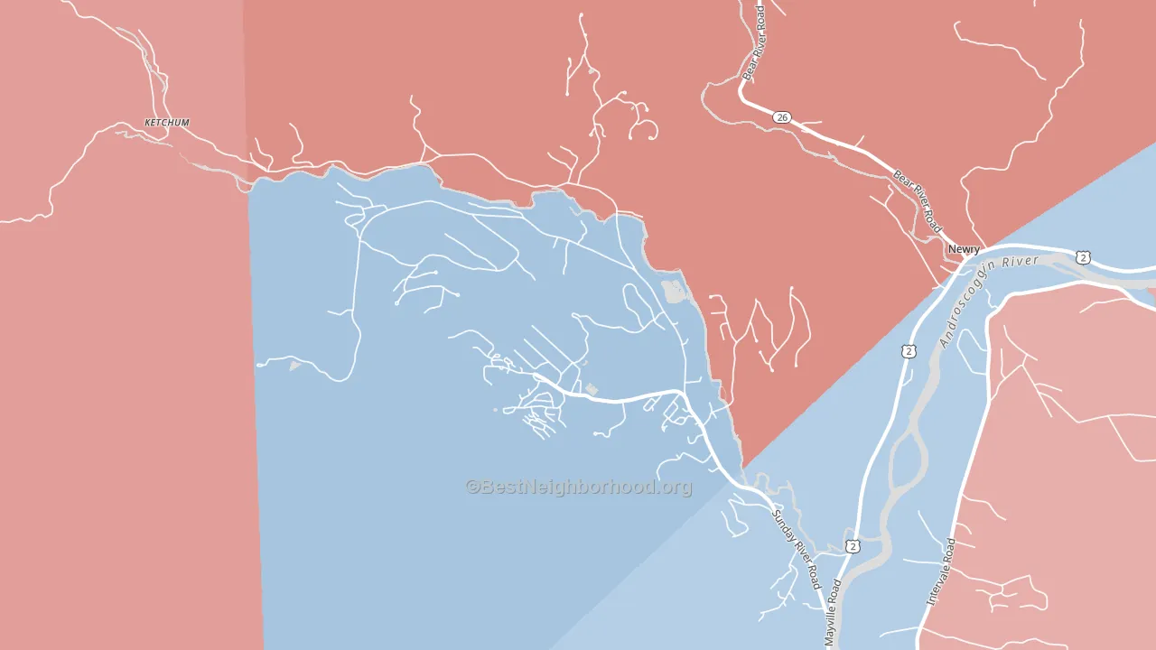 North Bethel, ME block-group political-lean map