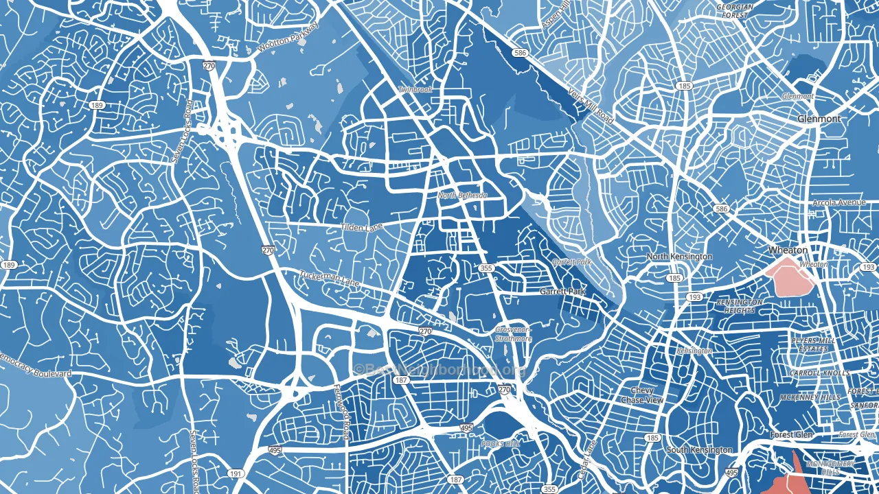 North Bethesda, MD block-group political-lean map