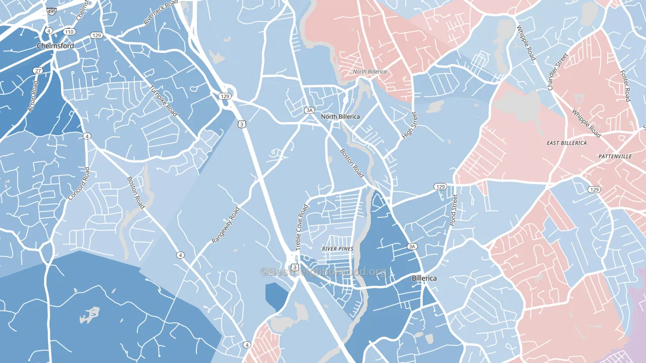 North Billerica, MA block-group political-lean map