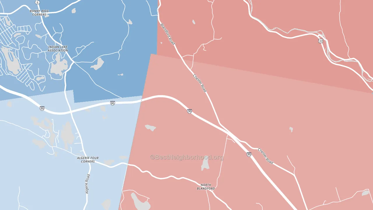 North Blandford, MA block-group political-lean map